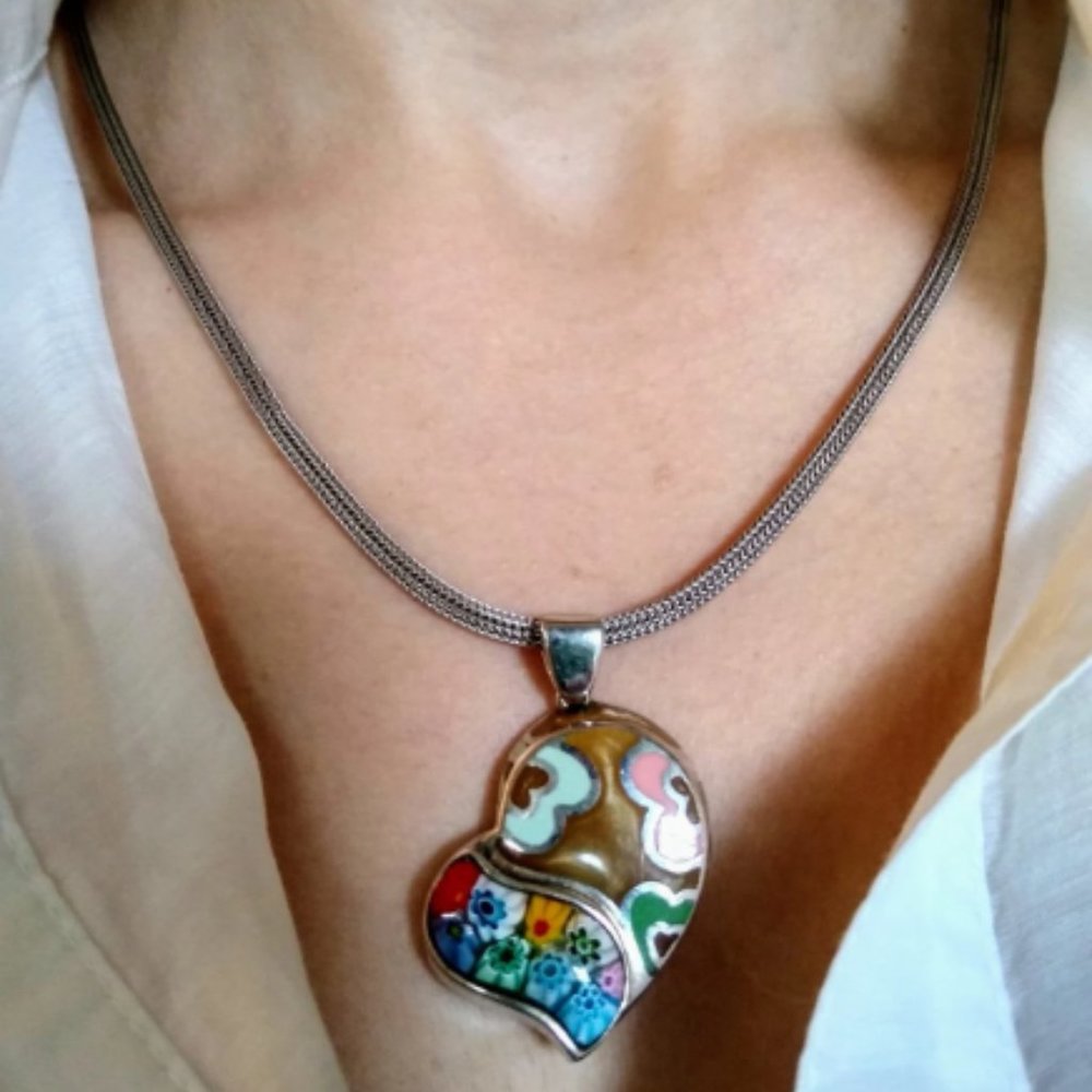 Vintage Alan K. Murano Heart Necklace